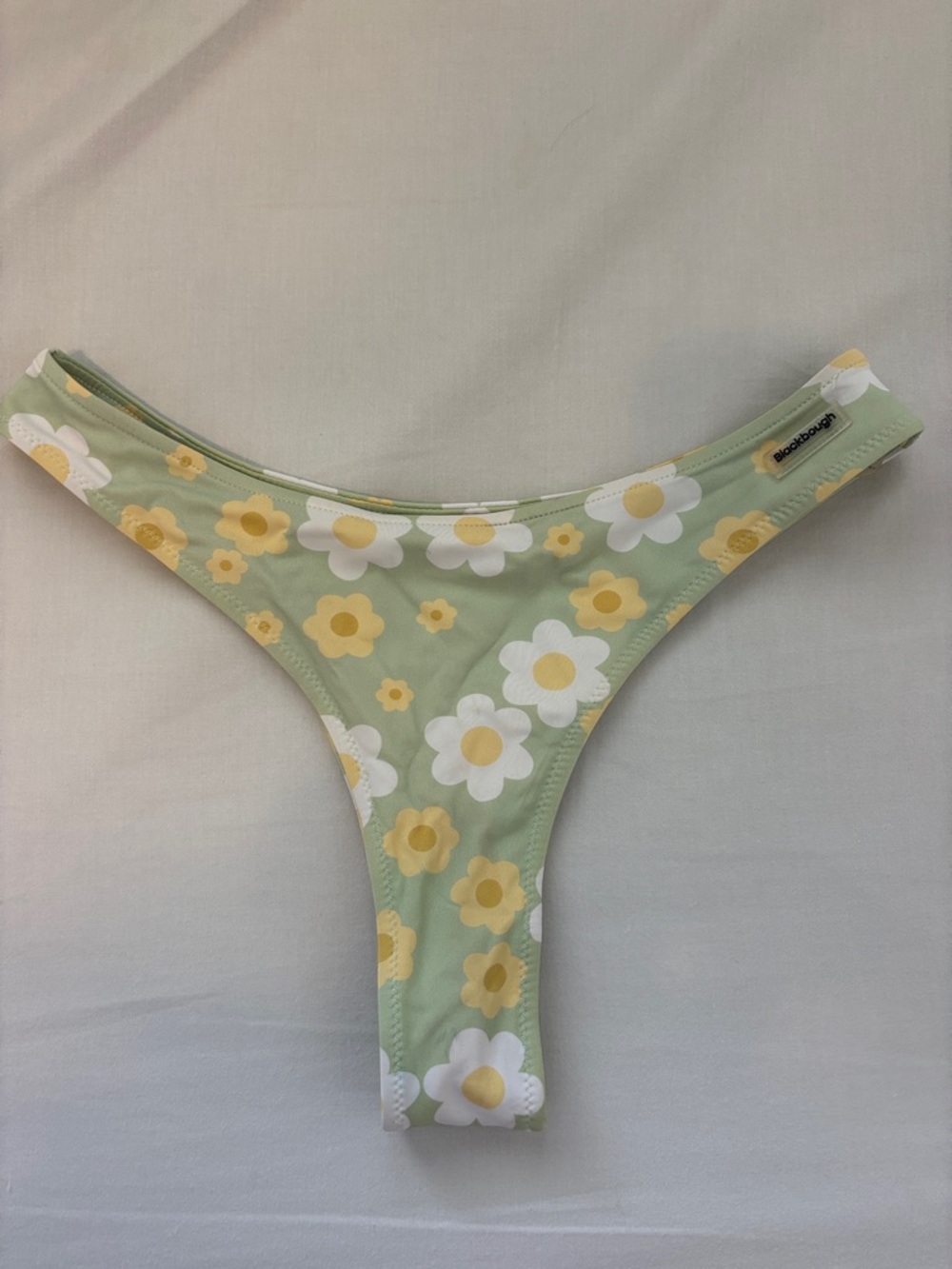 Blackbough Light Green Daisy Print Thong Bikini Bottom